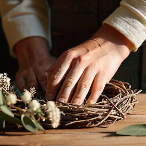 Carrying the Calm Home with flower wreaths.